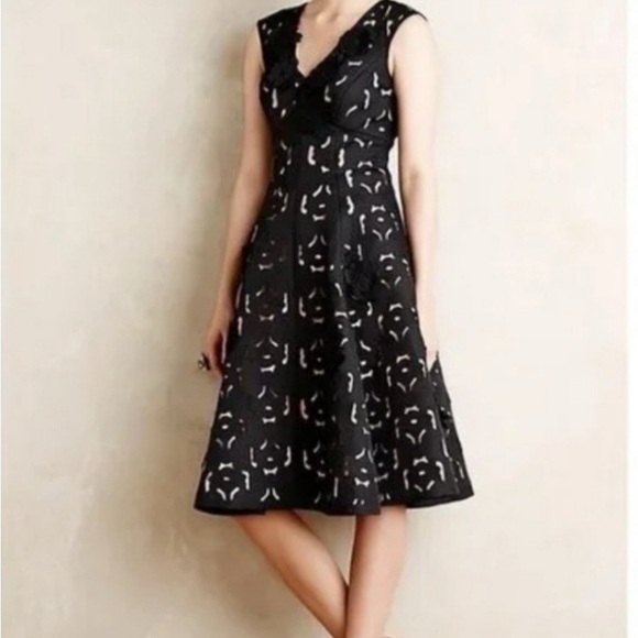 Anthropologie Moulinette Soeurs Laser Cut Corsage Fit n' Flare Dress - Picture 1 of 9